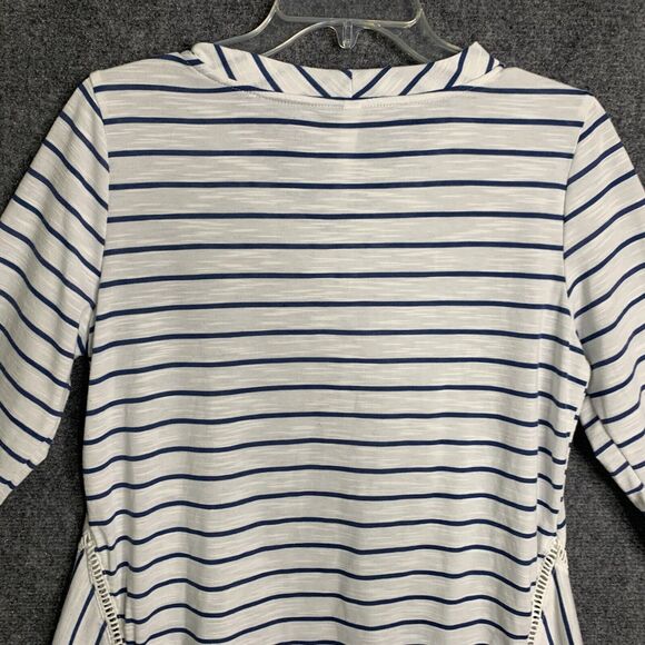 NY Collection Striped Knit Tunic Top Light Weight Women M 3/4 Sleeve Flare Hem - Picture 13 of 16